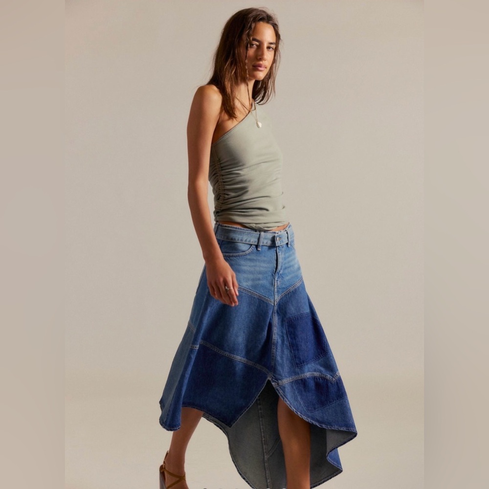 NWOT We The Free Piece of Work Denim Mini Skirt Size 31 - Picture 2 of 4